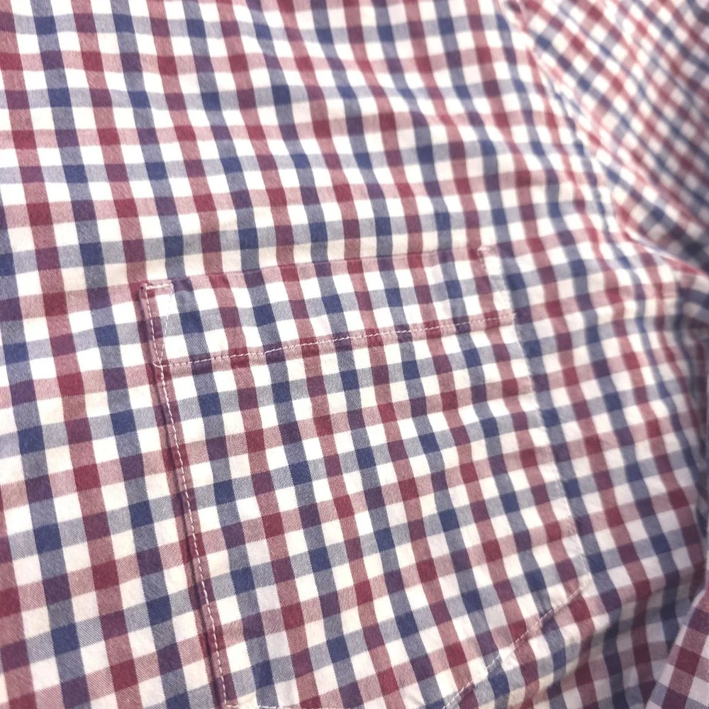 J Crew Flex Washed Shirt Large Classic Red Blue Check Long‎ Sleeve Button Down